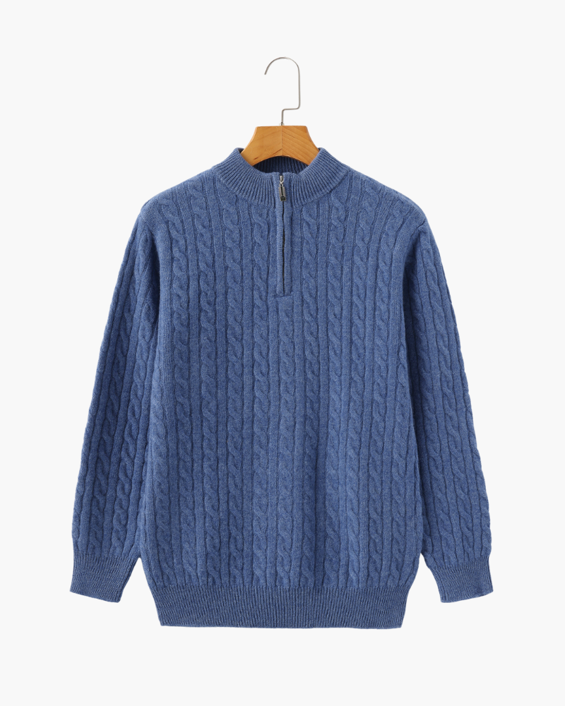 Variant image for Men's Cashmere Cardigan Beige Half Zip Soft Knit Premium Quality Ribbed Cuffs-5