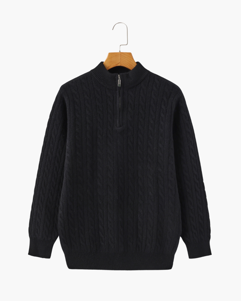 Variant image for Men's Cashmere Cardigan Beige Half Zip Soft Knit Premium Quality Ribbed Cuffs-9
