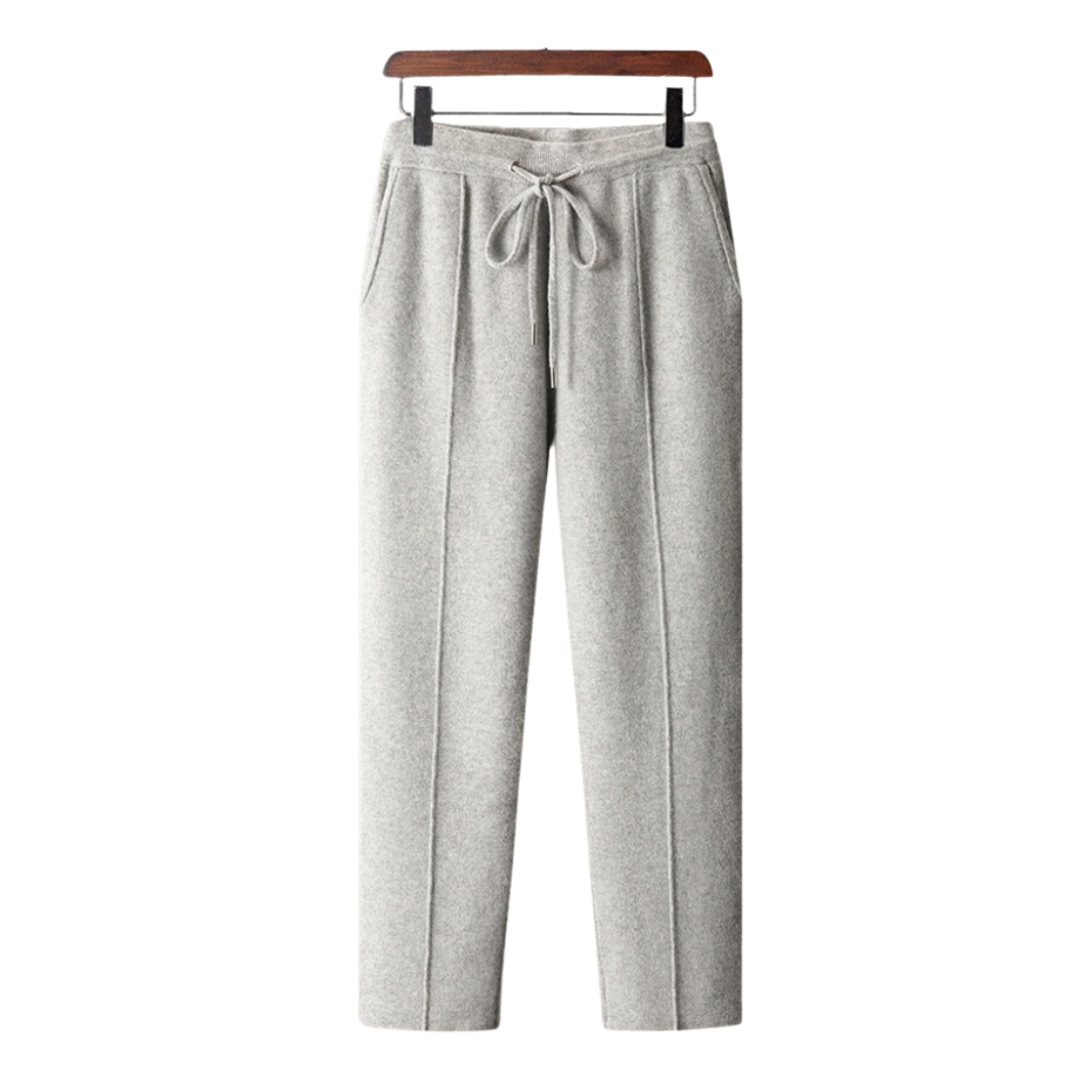 Men's Trousers Grey Cashmere Soft Comfortable Fit Luxurious Warmth-1