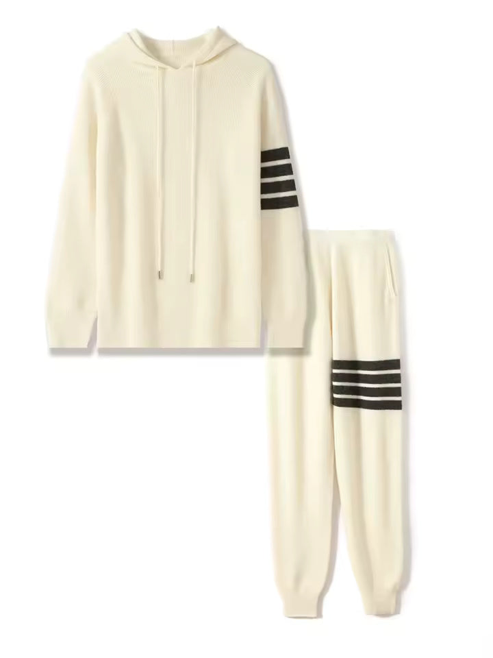 Variant image for Men's Tracksuit Black Merino Wool Zip Up Stylish Stripe Design Comfortable Casual Wear-16