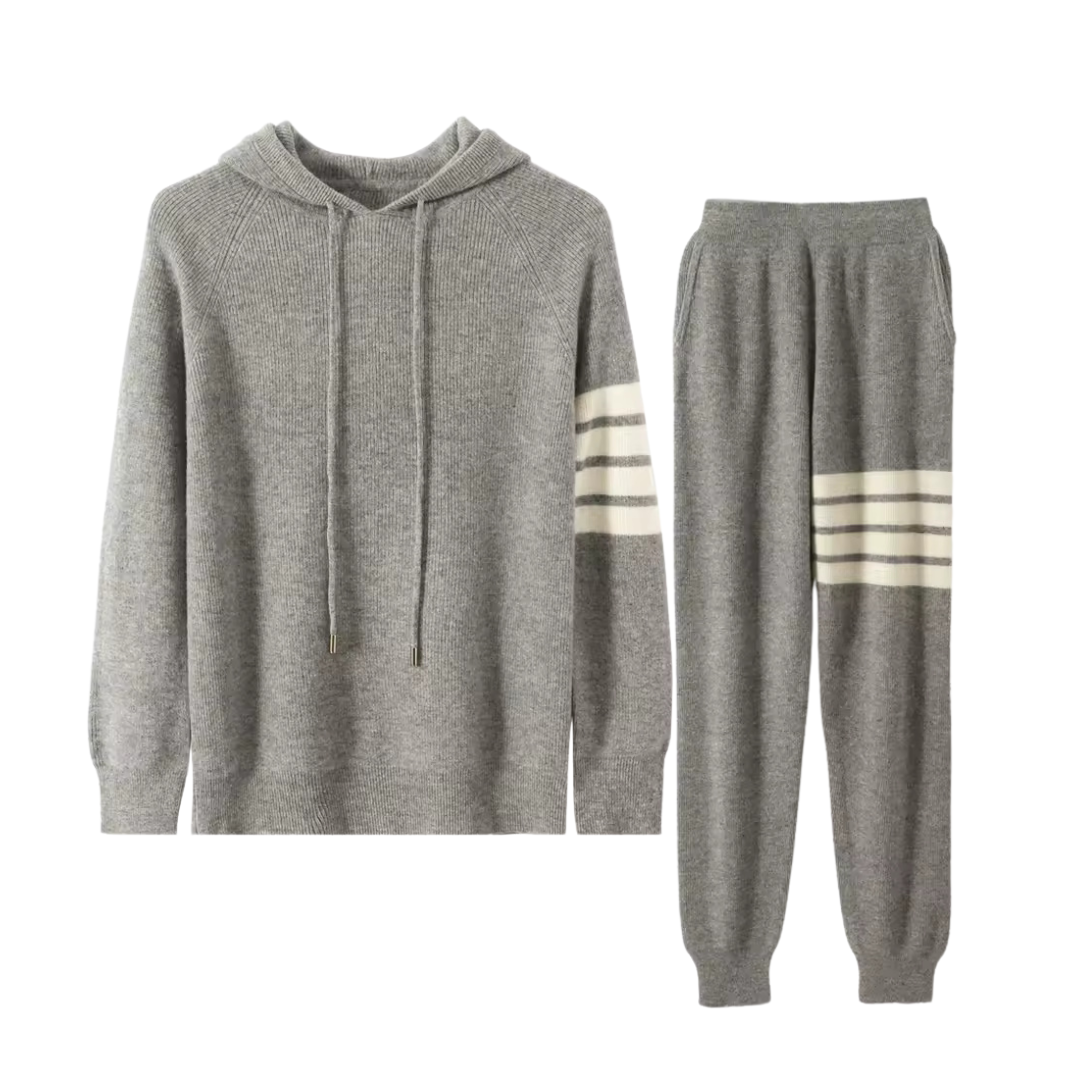 Men's Tracksuit Black Merino Wool Zip Up Stylish Stripe Design Comfortable Casual Wear-1