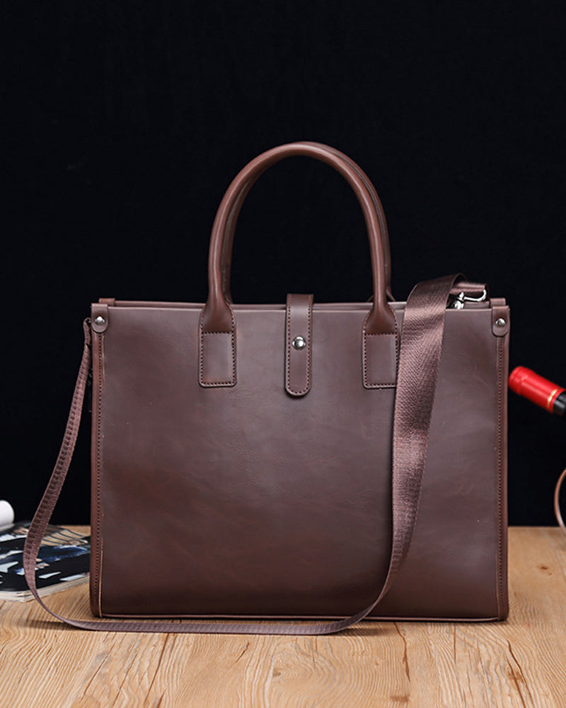 Men's Laptop Bag Black Leather with Organized Compartments for Business and Travel-3