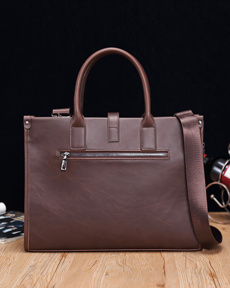 Men's Laptop Bag Black Leather with Organized Compartments for Business and Travel-5
