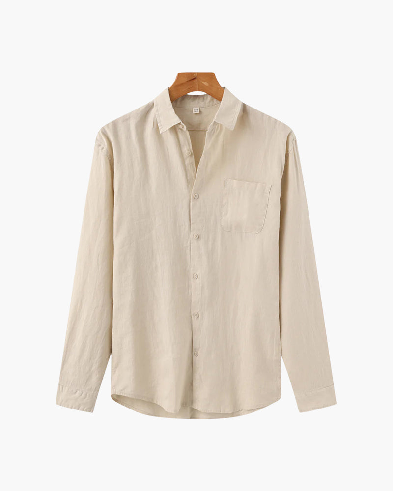 Men's Linen Shirt White 100% Linen Relaxed Fit Casual Lightweight Summer Wear-1