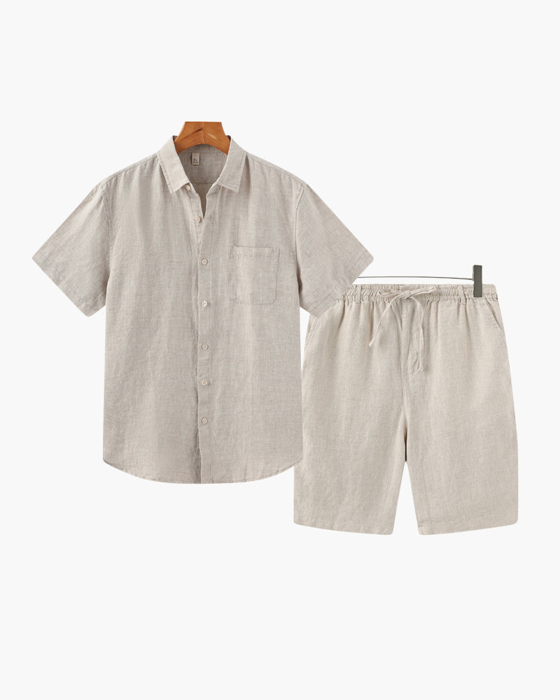 Men's Linen Shorts Beige Lightweight Breathable Casual Relaxed Fit-1