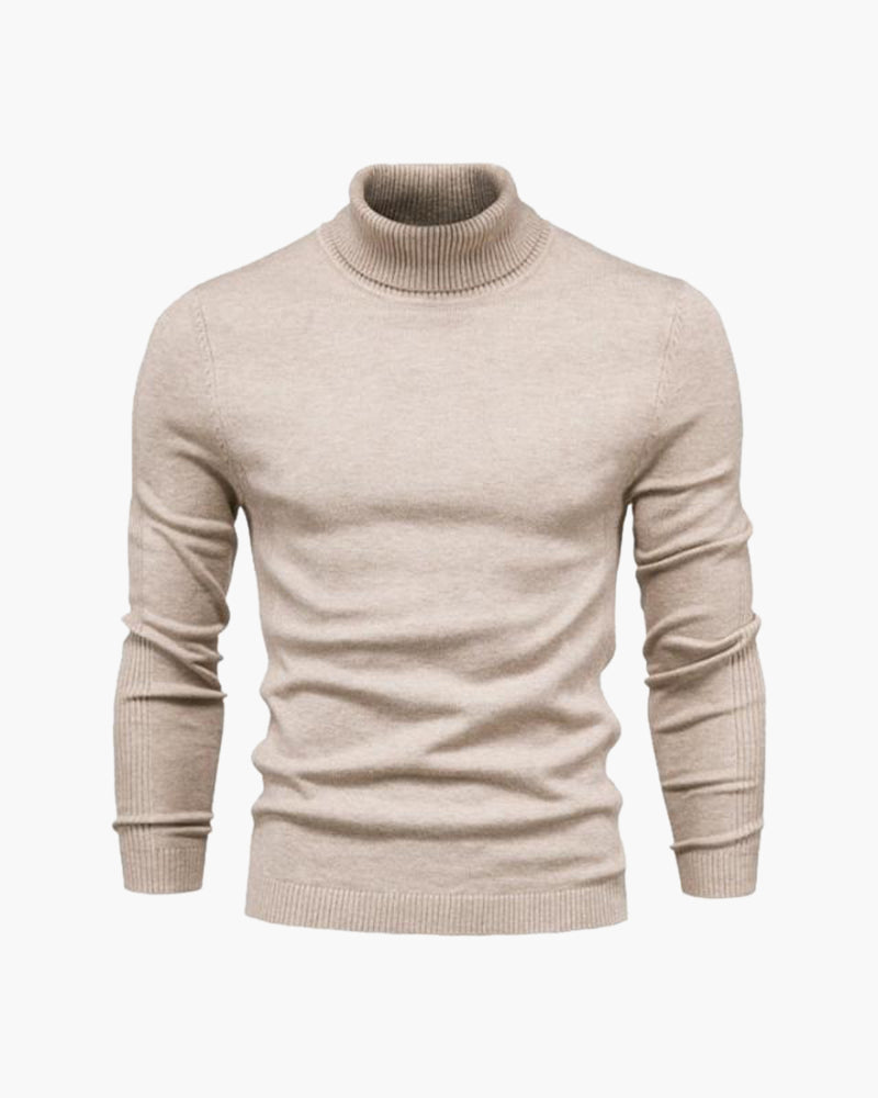 Men's Turtleneck Sweater Black Merino Wool Sophisticated Fit Tailored Design-1