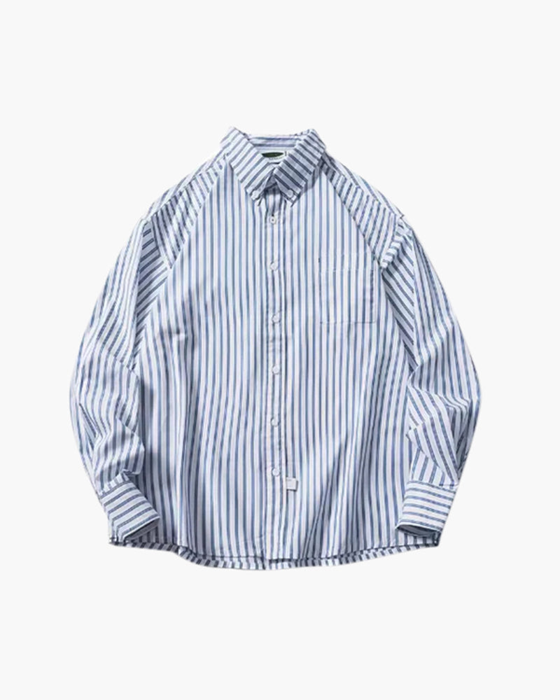 Women's Oversized Shirt Striped Cotton Casual Fit Lightweight Breathable-1