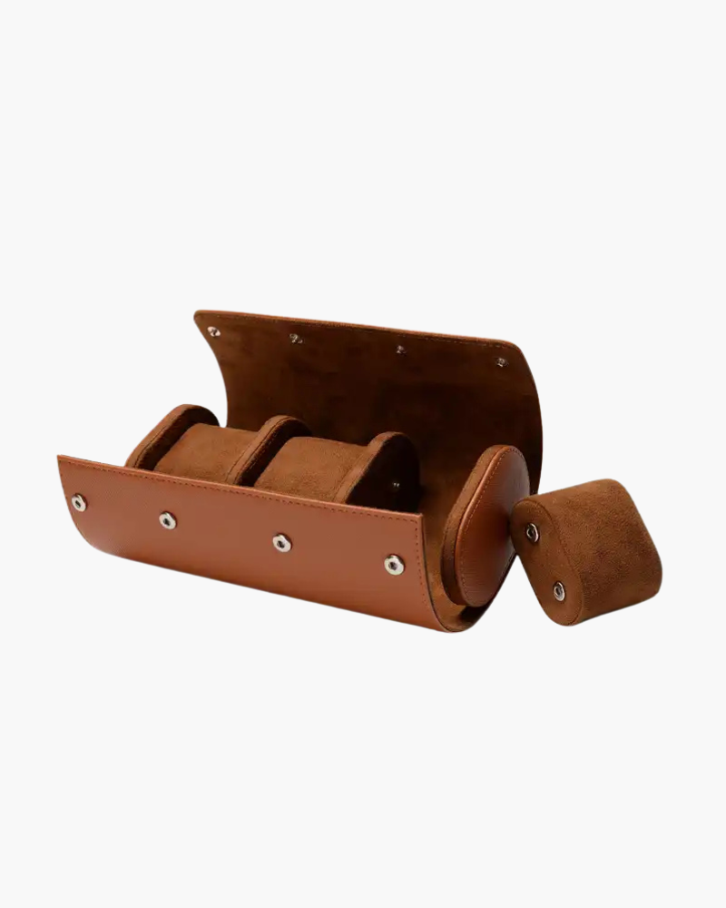 Variant image for Men's Watch Holder Brown Genuine Leather Classic Design Watch Case with Spacious Compartments-2