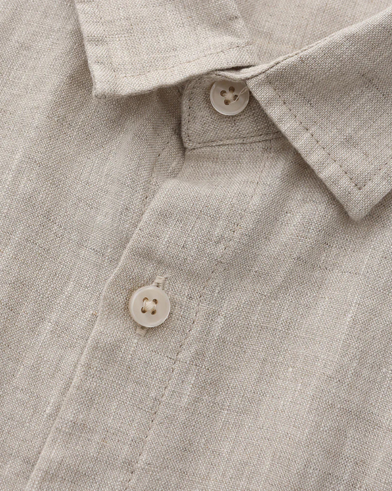Men's Linen Shirt Light Blue Short Sleeve Breathable Casual Summer Wear-6