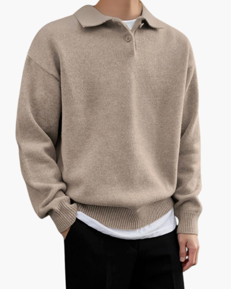 Men's Half Zip Sweater Brown 100% Wool Casual Comfortable Fit-1