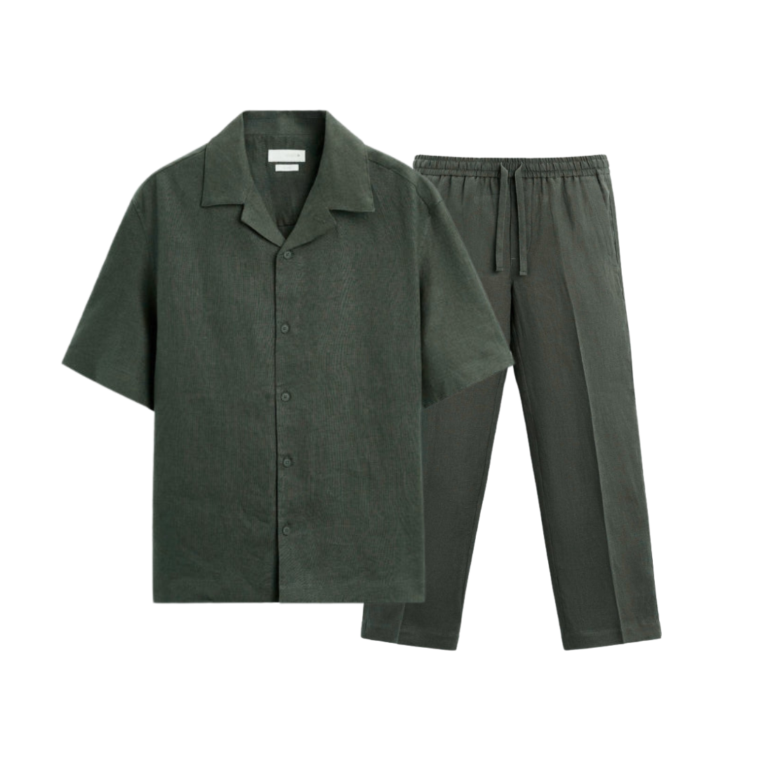 Men's Linen Set Beige Premium Quality Comfortable Stylish Casual Wear Lightweight Breathable-1
