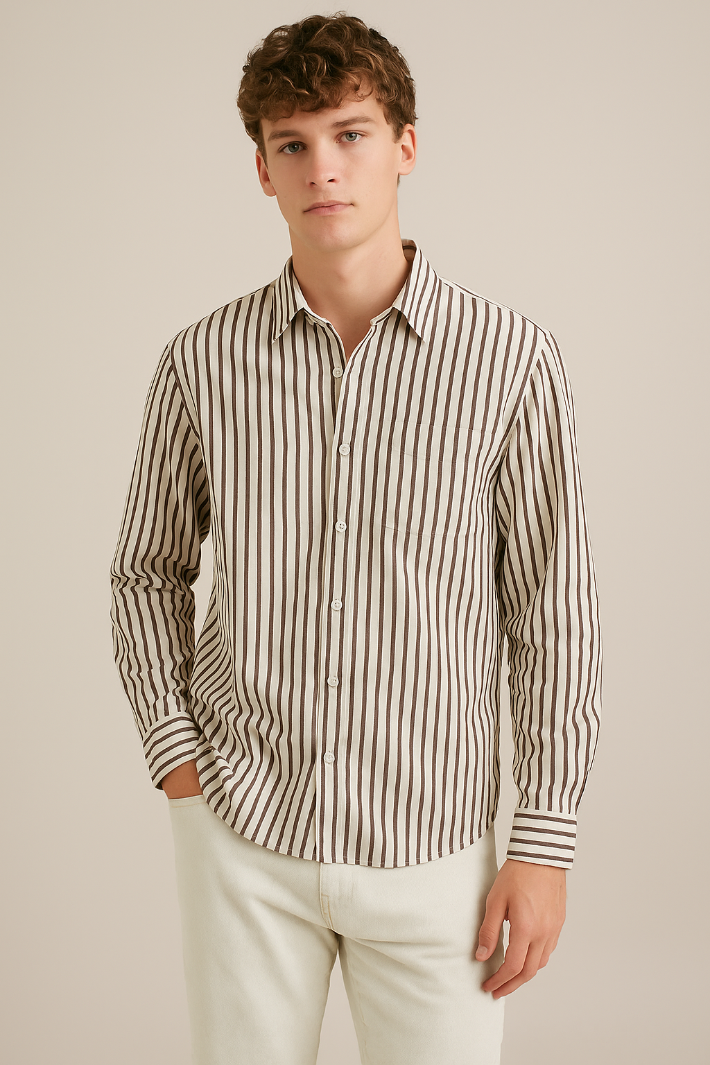 Men's Shirt Striped Cotton Blend - Multiple Colors