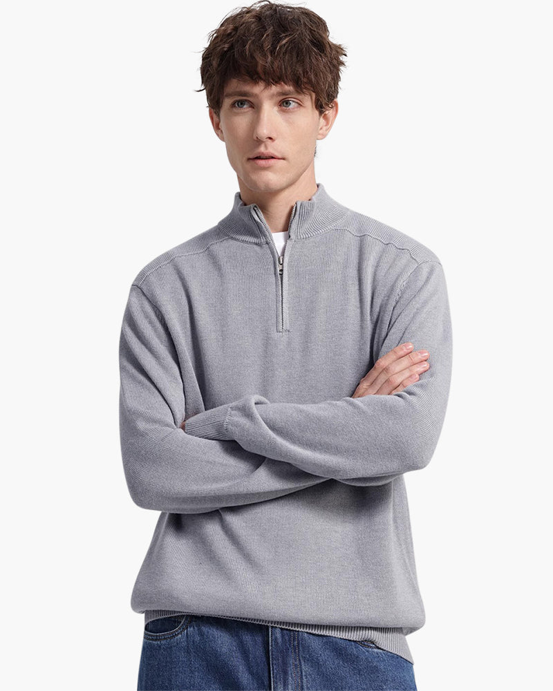 Men's Half Zip Sweater Black 100% Merino Wool Lightweight Insulating Casual Wear-2