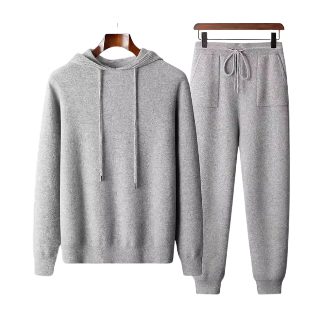 Men's Tracksuit Gray 100% Cashmere Luxury Comfortable Fit Stylish Casual Wear-1