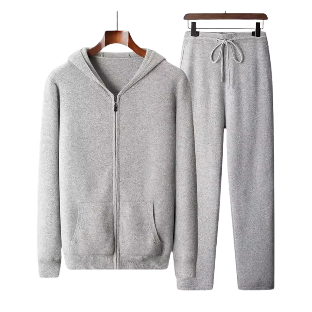 Men's Tracksuit Grey 100% Merino Wool Luxury Zip Up Comfort Casual Wear-1